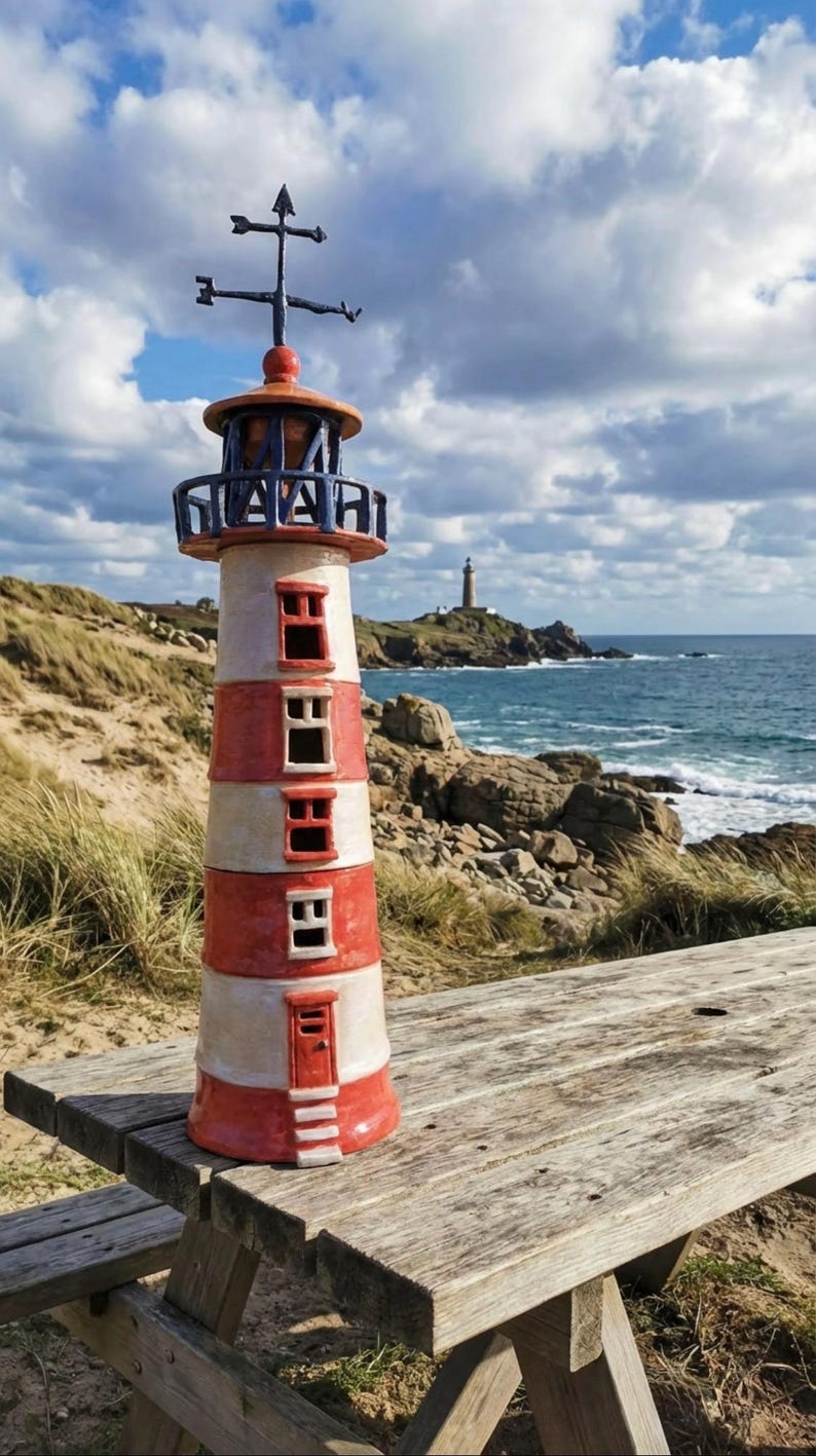 Leuchtturm Keramik Skulptur Schablone zum Handbauen in Ton. Freie Klassen Bild 1