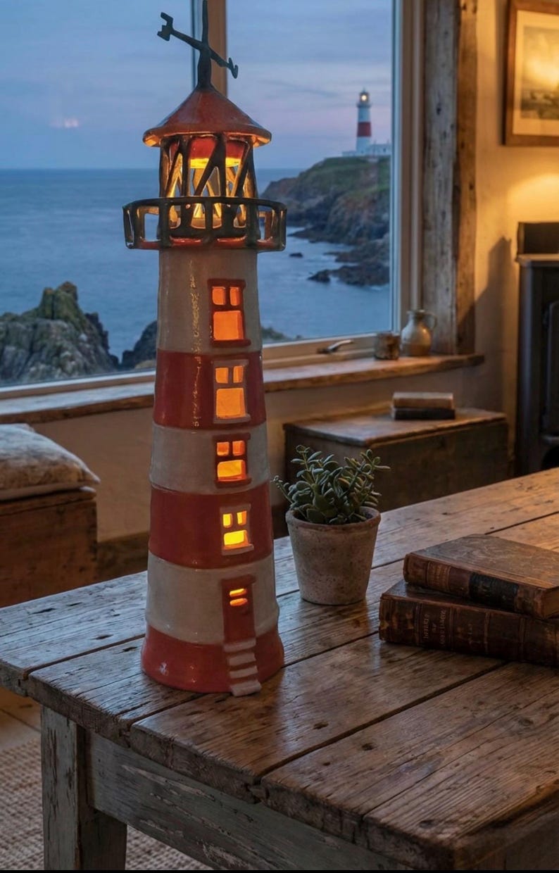 Leuchtturm Keramik Skulptur Schablone zum Handbauen in Ton. Freie Klassen Bild 2