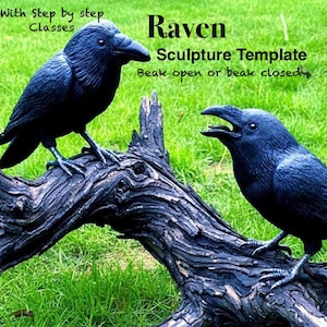 Raven Clay Sculpture Template | Hand Building PDF Pattern with Video Class | Beginner-Medium