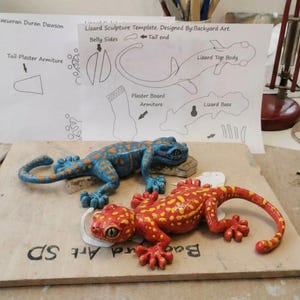 Lizard/Gecko Pottery Sculpture Template for hand building (PDF Pattern) free easy class