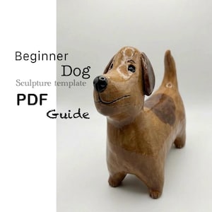 Modello per scultura in ceramica di cane, modello per costruzione a mano in argilla (download PDF)