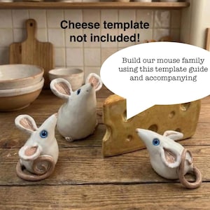 Mice Clay Sculpture Template | Hand Building PDF Pattern with Video Class | Beginner-easy