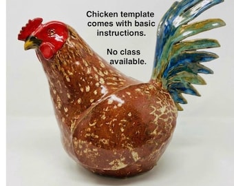 Modèle de sculpture en argile de poulet, modelage à la main, patron PDF sans vidéo, cours de niveau débutant à intermédiaire.