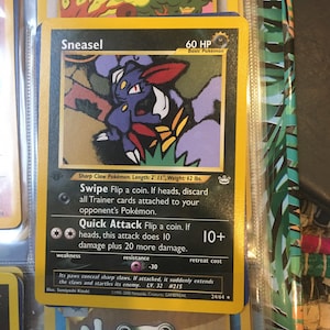FIRST EDITION RARE Sneasel Pokmon Card Neo Revelations (perfect Condition) - Etsy FIRST EDITION RARE Sneasel Pokmon Card Neo Revelations (perfect Condition) - Etsy