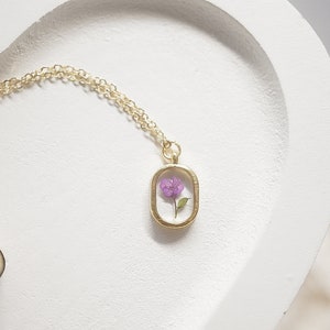 February Birth Flower Necklace, Sterling Silver Chain, Small and Dainty, Violet Flower Inspired, Real Flowers, Birthday Gift For Her 45 cm