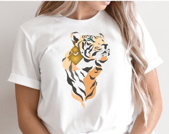 Womens Graphic TShirts, Diva Tiger Womens Tee, Fashion TShirts, Cool Tee Shirts, Cute Tshirt Gift for Women