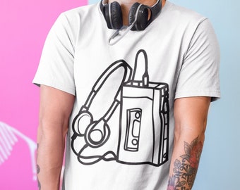 Cassette Player Headphones Shirt | Graphic Tees, Music Shirt, Music Lover Shirt, Cool T Shirts, Cassette Player Shirt