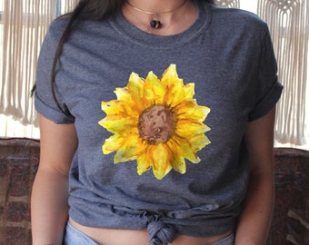 Vintage Inspired Sunflower Shirt, Floral Tee Shirt, Flower Shirt, Garden Shirt, Womens Fall Shirt, Sunflower Tshirt, Sunflower Shirts