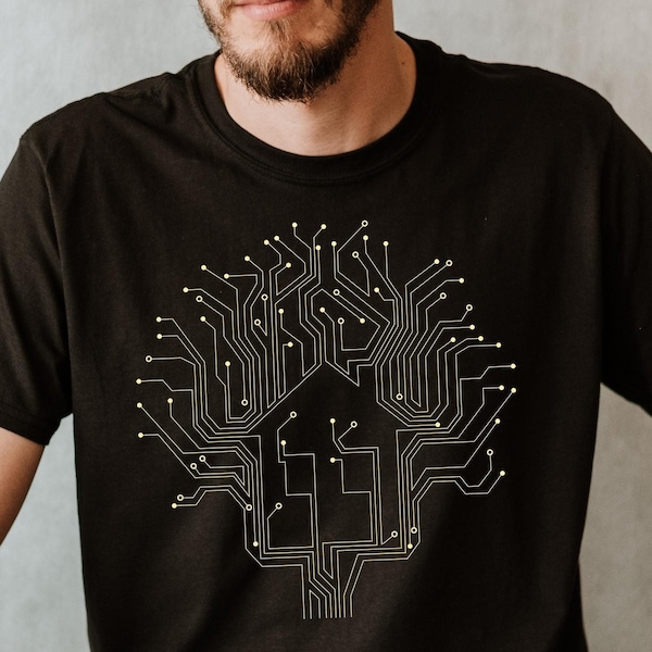 Circuit Board Brain Shirt, Computer Guy Shirt, Coder Shirt, Circuit Board Tee, Men's Graphic Tees, Mens Coding Shirt, Nerd Shirt, Tech Shirt