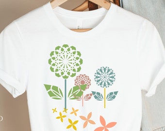 Scandinavian Folk Art, Flower Shirt, Ladies Shirts, Women's Clothing, Womens Graphic Art Tees, Womens Tshirts, Scandinavian Art Shirt