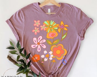 Hippie Flower Tee, Women's T-Shirts, Womens Graphic Tees, Hippie Tee, Boho Tee, Cute Graphic Tees