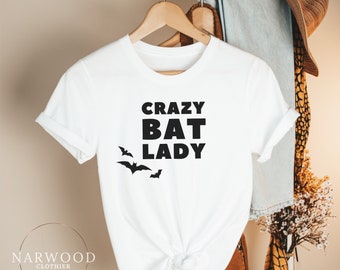 Crazy Bat Lady Shirt // Women's Halloween T-shirt, Mom Halloween Shirt, Halloween Shirt, Funny Halloween Tee