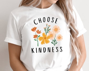 Women's Graphic Tees - Choose Kindness Shirt, Boho Tshirt, Be Kind T-Shirt, Bee Kind Tee, Inspirational Shirt, Narwood Clothier