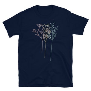Floral Contour Drawing T-shirt, Women's Graphic Tees, Flower Shirt, Floral Shirt, Flower T Shirt, Flower Tshirt image 3