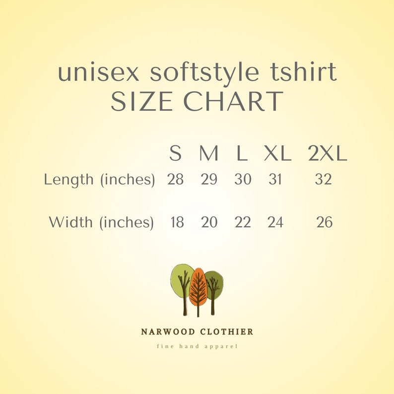 Saturn Tshirt Size Chart