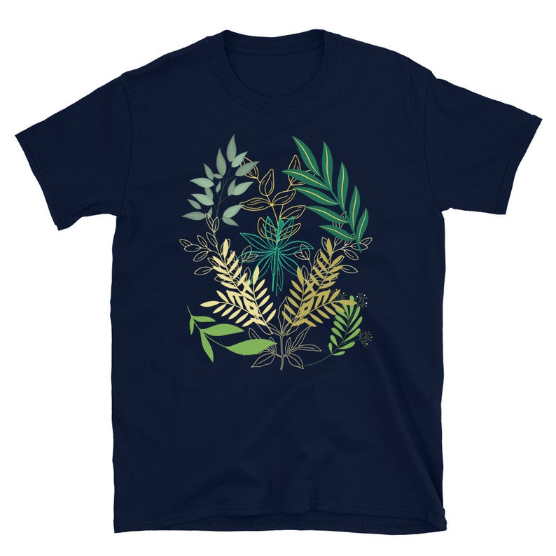 Foliage T Shirt, women's tees, botanical shirt, clothing gift, aesthetic clothing, boho clothing, vintage print shirt image 4