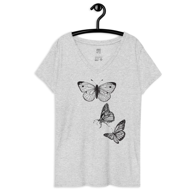 Women's V-neck Butterfly Graphic Tee Summer Tee Cute | Etsy