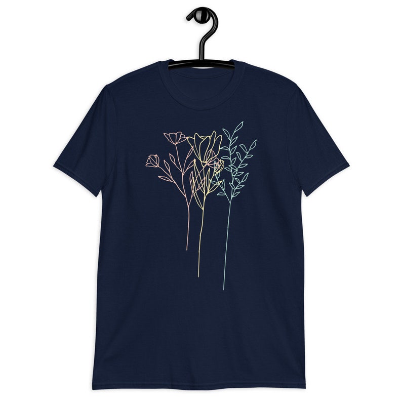 Floral Contour Drawing T-shirt, Women's Graphic Tees, Flower Shirt, Floral Shirt, Flower T Shirt, Flower Tshirt image 5