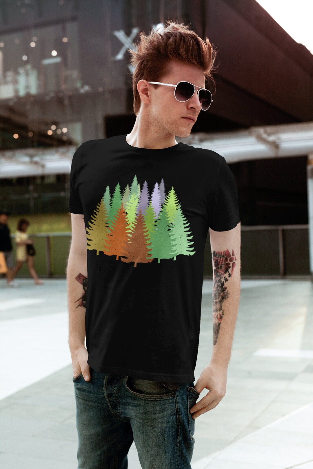 The Trees Shirt Men's Camping Shirt Retro Mountains - Etsy