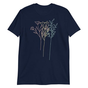 Floral Contour Drawing T-shirt, Women's Graphic Tees, Flower Shirt, Floral Shirt, Flower T Shirt, Flower Tshirt image 4