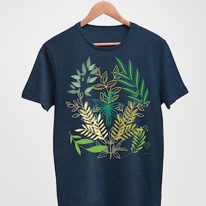 Foliage T Shirt, women's tees, botanical shirt, clothing gift, aesthetic clothing, boho clothing, vintage print shirt image 3
