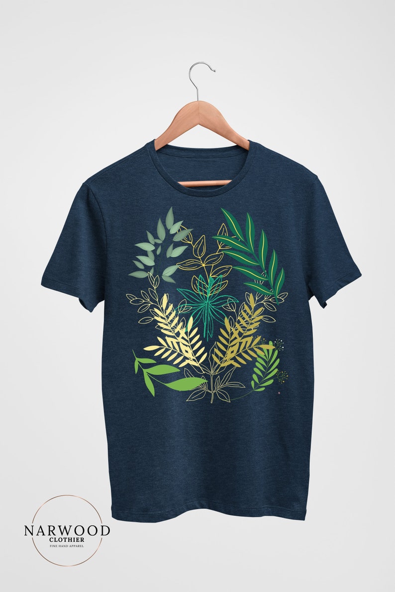 Foliage T Shirt, women's tees, botanical shirt, clothing gift, aesthetic clothing, boho clothing, vintage print shirt image 3