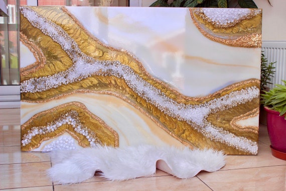 Resin Geode Kunstwerk | Wandkunst | Handgemachte moderne Kunst | Wanddeko | Einzigartiges Design | Epoxidharz Kunst | Achat Stein Kunst