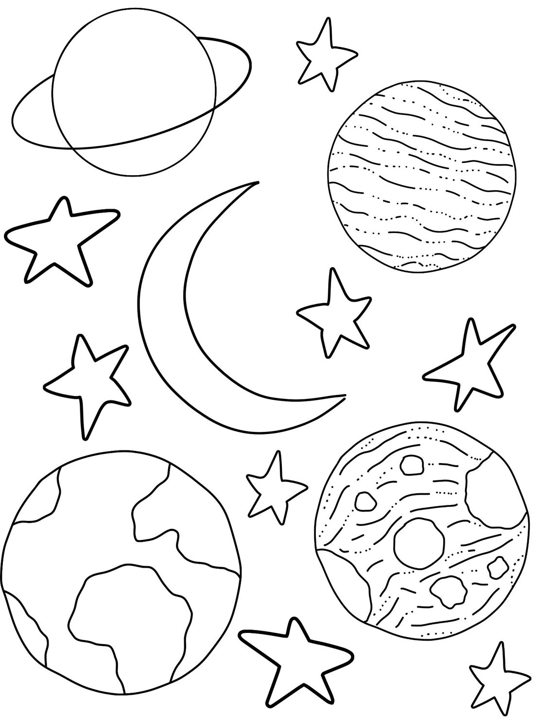 Coloring Page Digital Download Planets and Stars - Etsy