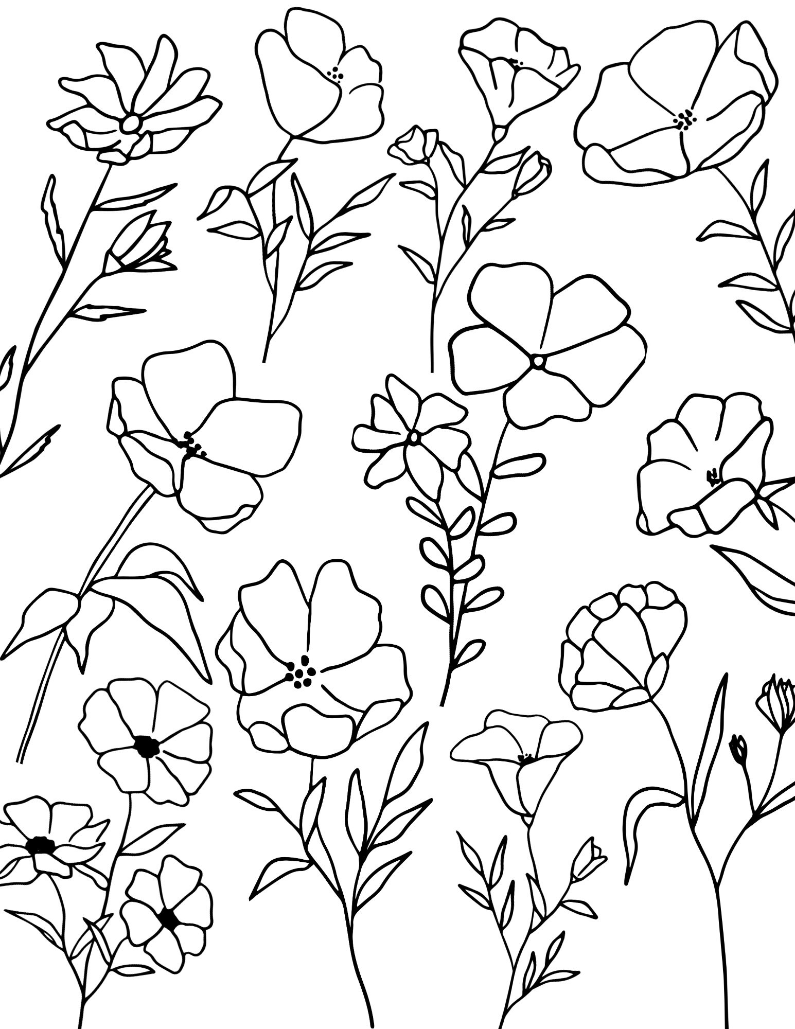 Coloring Page Digital Download Floral - Etsy Australia