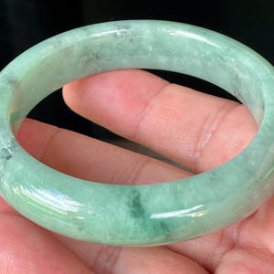 Certified Burmese Jadeite Jade Bangle – Icy Apple Green – Jade Bracelet, Unisex Gift, Gemstone Gift, Healing Stone – 56.9mm – JB204
