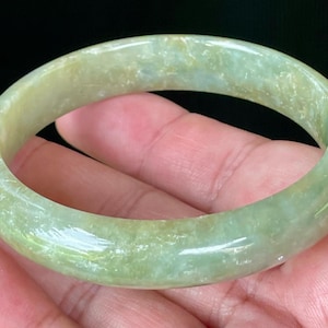 Certified Burmese Jadeite Jade Bangle – Icy Apple Green – Good Luck Jade Bracelet, Unisex, Gemstone Gift – 58.5mm – JB927