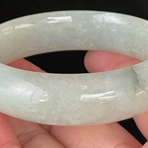 Certified Burmese Jadeite Jade Bangle – Icy Apple Green, Imperial Green – Hand-Carved Jade Bracelet, Unisex, Gemstone Gift – 58.7mm – JB200