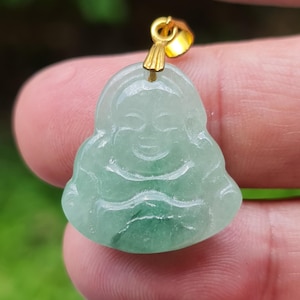 Natural Burmese Jadeite Jade Pendant – Icy Imperial Green – Hand-Carved Happy Buddha Motif – Pendant, Amulet, Good Luck, Gift – JHB001