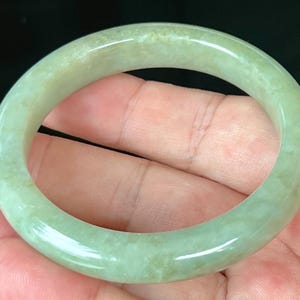 Certified Burmese Jadeite Jade Bangle – Icy Apple Green – Jade Bracelet, Good Luck, Gemstone Gift, Unisex, Healing Stone – 55.5mm – JB558