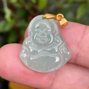 Natural Burmese Jadeite Jade Pendant – Icy Imperial Green – Hand-Carved Happy Buddha Motif – Pendant, Charm, Good Luck, Jewelry – JHB002