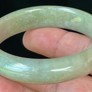 Certified Burmese Jadeite Jade Bangle – Icy Apple Green – Jade Bracelet, Good Luck, Healing Stone, Gemstone Gift, Unisex – 55.2mm – JB507