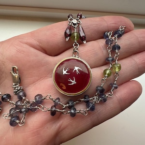 Fliegende Schwalben Halskette, Sterling Silber