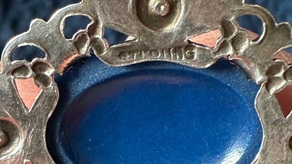 Art Deco Edwardian Blue Lapis Glass Necklace with… - image 8