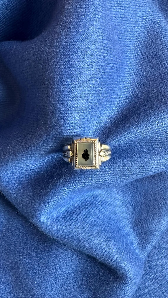 Art Deco Sterling Silver Agate Ring Uncas Mfg. Co.