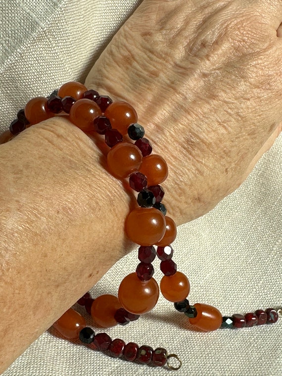 Vintage Art Deco Galalith & Red Bead Necklace - image 6