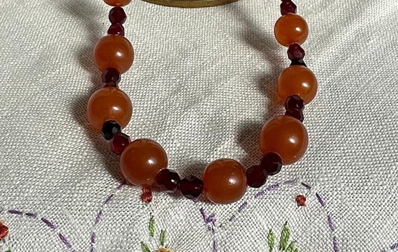 Vintage Art Deco Galalith & Red Bead Necklace - image 10