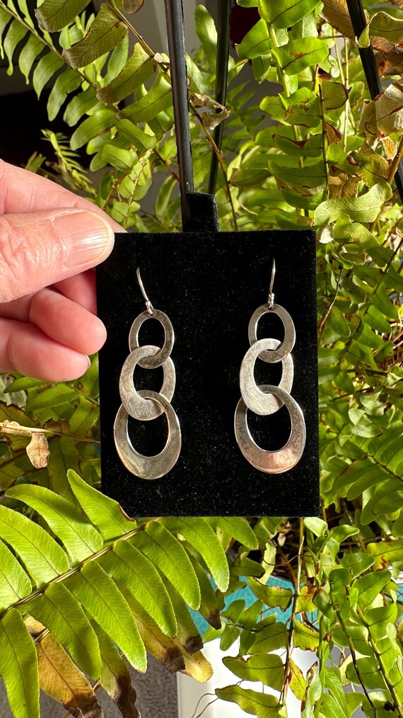 Triple "0" Dangle Earrings, Sterling Silver - image 2