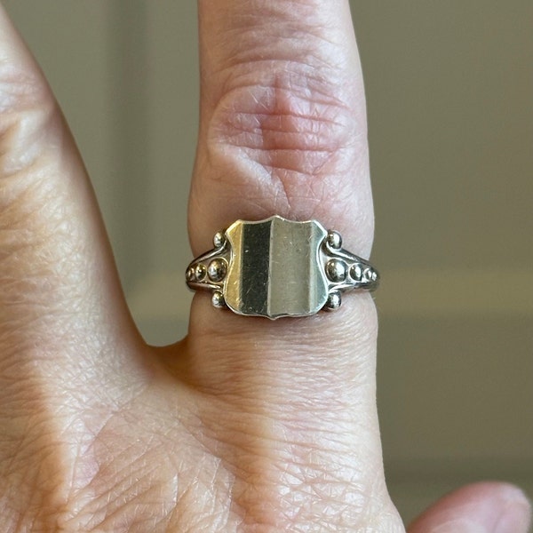 Vintage Art Deco Signet Ring, Sterling Silver