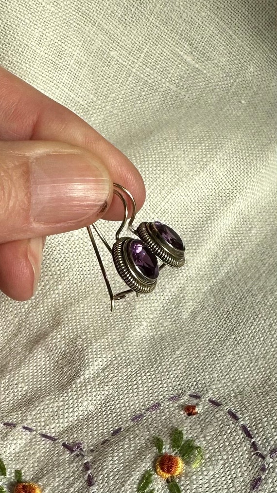 Sterling Silver Purple Earrings - image 2