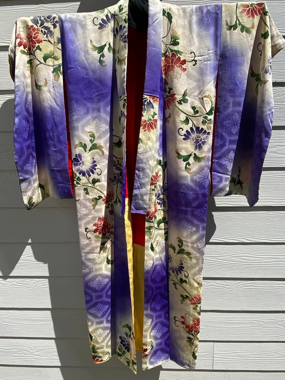 Vintage Handmade Kimono - Lined, 100% Silk