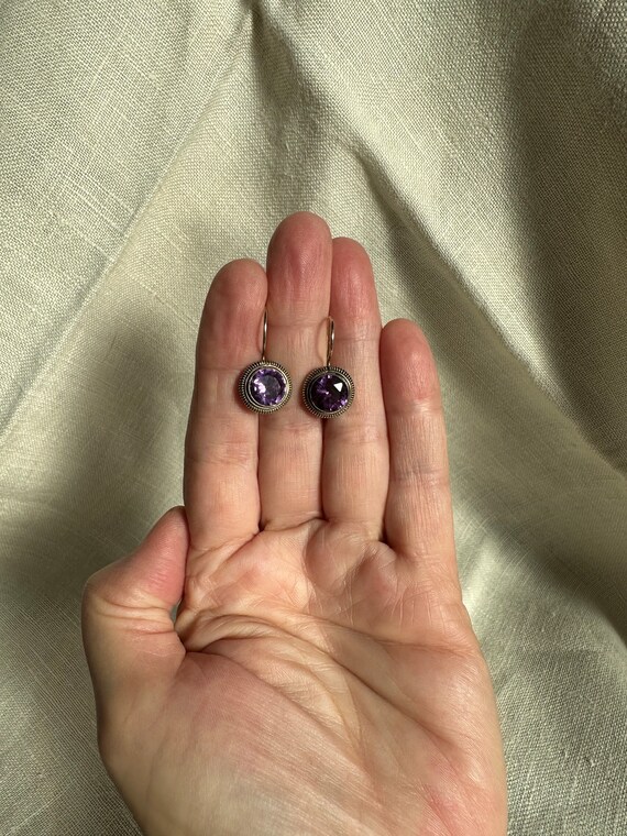 Sterling Silver Purple Earrings - image 6