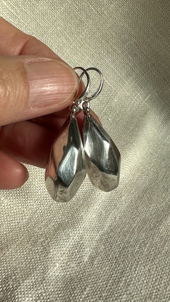 Vintage Faceted Teardrop Earrings, Sterling Silver