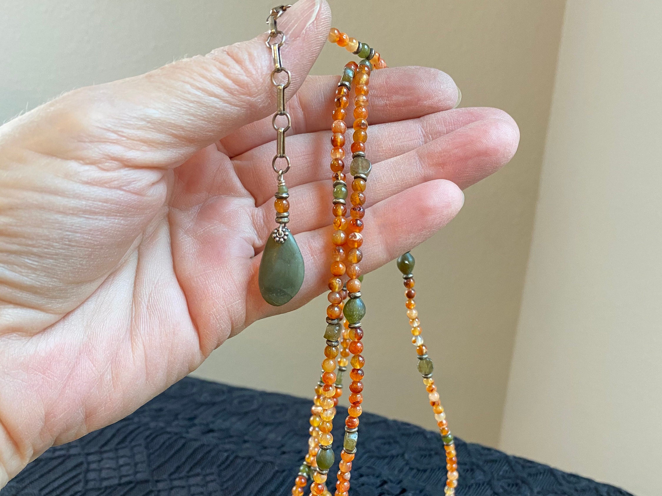 Beaded Belly Chain With Jade Carnelian & Silver Etsy Ireland