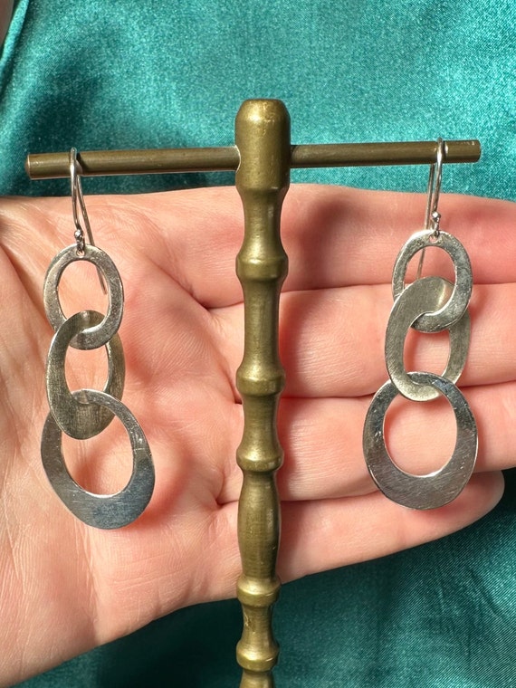 Triple "0" Dangle Earrings, Sterling Silver - image 4