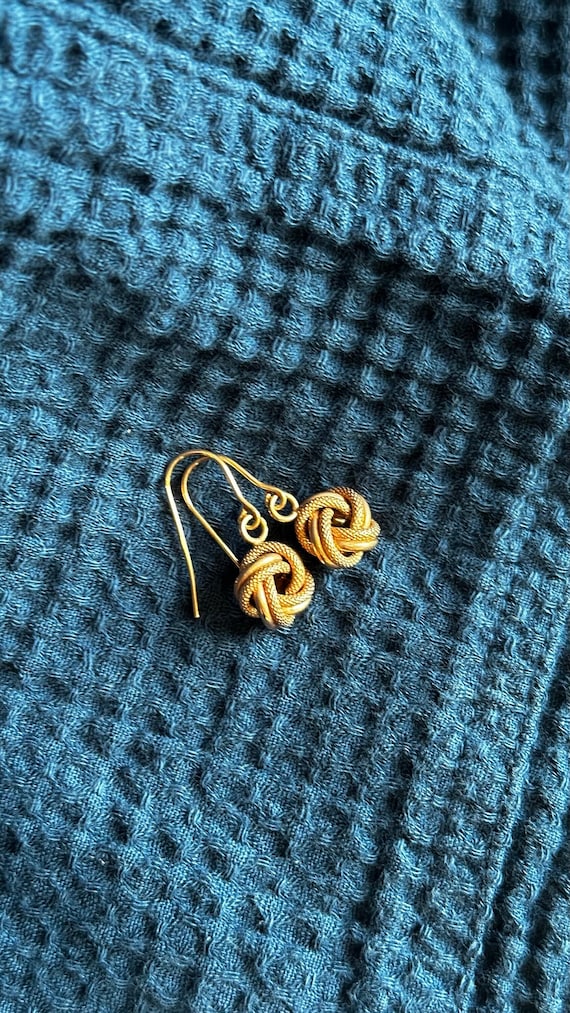 Rose Gold Love Knot Hook Earrings, 18K